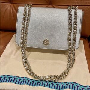 Classic Silver Robinson Tory Burch Bag